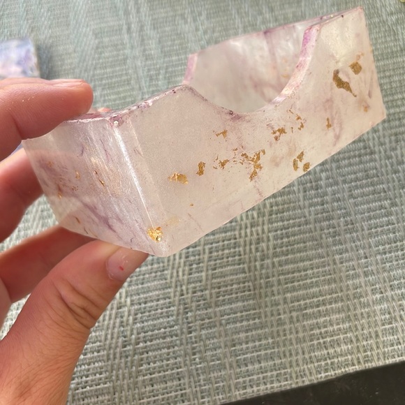 Handmade Pressed Flower Coaster Set and Holder Square Delicate - Picture 9 of 16